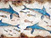 Dolphins in a minoan fresco in Santorini Greece