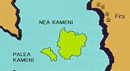 map of Nea and Palea Kameni islands of Santorini