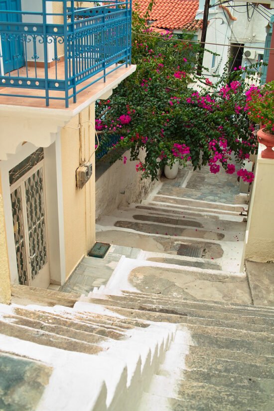 in the streets of the town of Poros island
