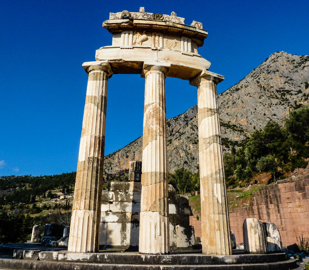 The temple of Athena Pronoia at Delphi, Greece